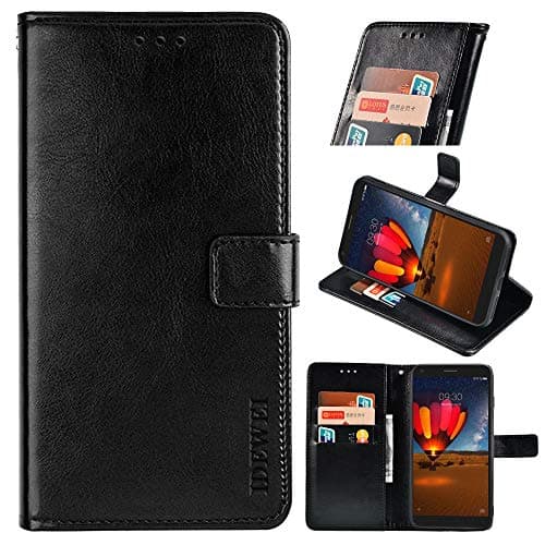 Image of BellaCase Alcatel 1B 2020 Premium Leather Wallet Case [Card Slots] [Kickstand] [Magnetic Buckle] Flip Folio Cover for Alcatel 1B 2020 Smartphone(Black)