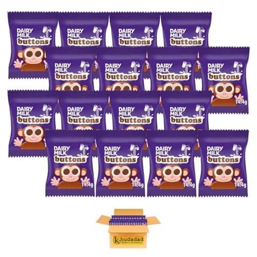 Image of Chocolate Bundle with Dairy Milk Buttons – 14.4g Bags | Smooth & Creamy Milk Chocolate Buttons | Perfect for Snacking, Sharing & Gifting (16x)