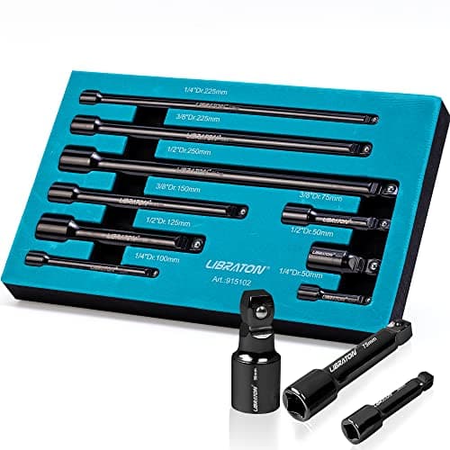 Image of Libraton 9PCs Extension Bar Set, 1/4", 3/8" and 1/2" Drive Socket Extension, Cr-V Extension Bar Set, with EVA Storage Tray
