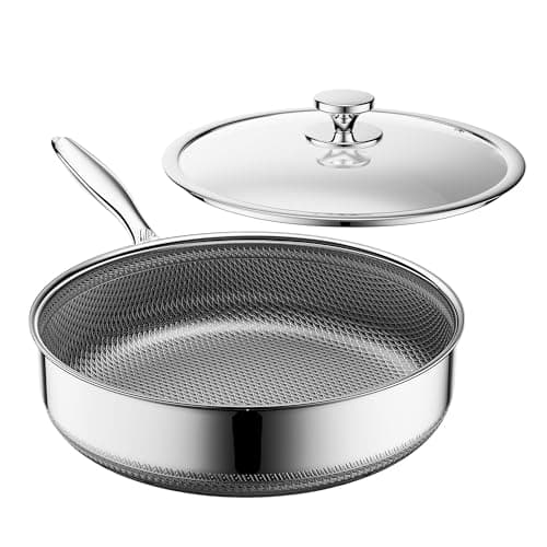 Image of ZEROPAN Deep Frying Pan with Lid Nonstick 26cm Hybrid, Saute Pan with Lid, Stay-Cool Handle, Easy Clean, PFAS PFOA & PTFE Free, Oven-Safe Up to 260°C, Suitable for All Cooktops