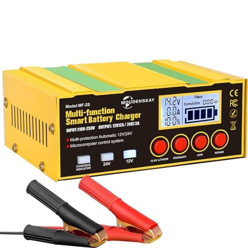 Image of MOUDENSKAY 12A Car Battery Charger 12V/24V Auto Maintainer Trickle Charger With LCD Display - for Lithium, Lead-acid, AGM/EFB Batteries