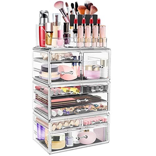 Image of LINYAPRY Clear Acrylic Makeup Organiser Drawers, Stackable Cosmetic Display Box with 10 Drawers, Large Lipstick Storage Organizer for Makeup Brush Nail Polish Skincare Jewelry Vanity Bathroom Dresser