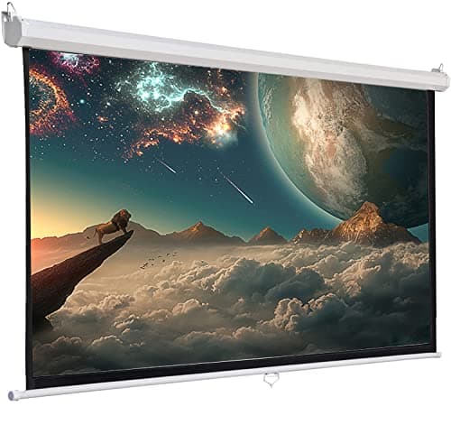 Image of INMOZATA Pull Down Projector Screen White, 72in Wall & Ceiling Mounted HD Projection Screen with 4:3 Ratio Matte White Screen for Home School Cinema Theater Outdoor Indoor Public Display (140x105cm)