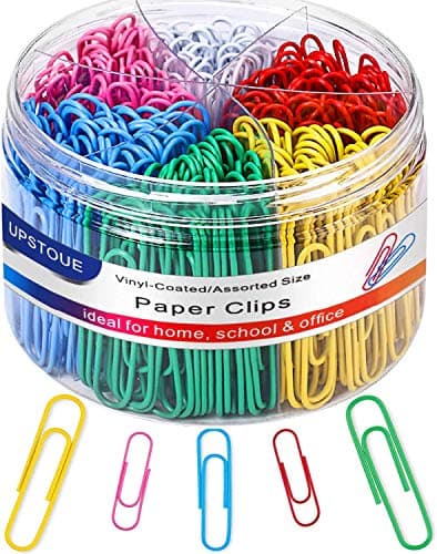 Image of Vinaco Coloured Paper Clips 400 Pack, 33mm Medium & 50mm Large Paper Clips Assorted Size, Durable and Rustproof Metal, Coated Paper Clip Great for Office School Home