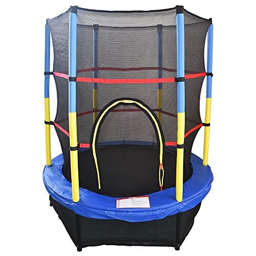 Image of Green Bay 4.5FT 55'' Kids Trampoline Complete Set with Safety Net and Skirt Child Indoor Outdoor Activity Blue