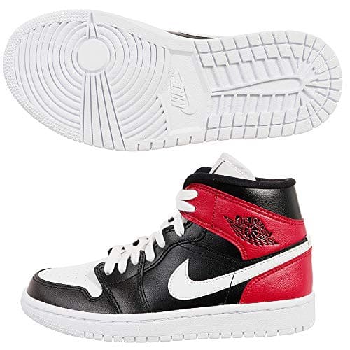 Image of Nike Wmns Air Jordan 1 Mid, Women’s Running shoe, Black/White-Noble Red, 8 UK (42.5 EU)