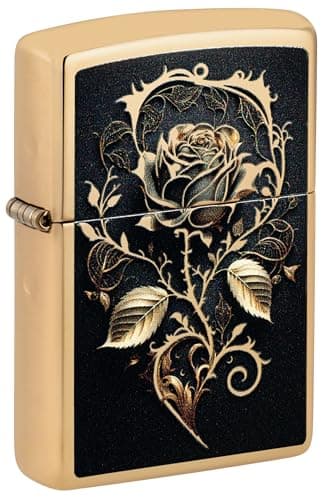 Image of Zippo Windproof Lighter, Golden Rose, High Polish Brass, Colour Image, Refillable, Reusable, Windproof Design, Gift Box, Made in USA