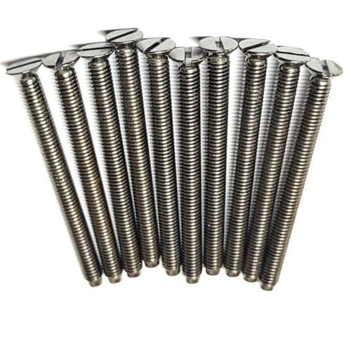Image of Electrical Long Socket Screws 40mm, 50mm, 75mm Black Nickel, Brass, Chrome M3.5 Screw Flat Raised Slotted Head Threaded Bolt for Switches, Plugs, Sockets, Fixings (20, Chrome, 40mm)