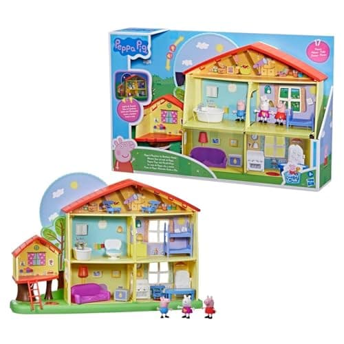 Image of Peppa Pig Peppa’s Adventures Peppa's Playtime to Bedtime House Pre-school Toy, Speech, Light and Sounds, Ages 3 and Up , Red