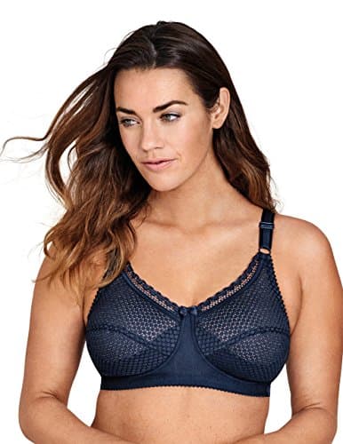 Image of Miss Mary of Sweden Cotton Dots Womens Non-Wired Supportive Bra with Pattern 50E Dark Blue