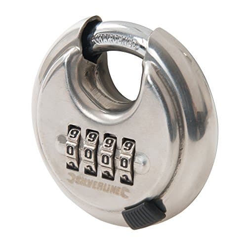 Image of Silverline 926157 Stainless Steel Combination Disc Padlock 4-Digit 70 mm