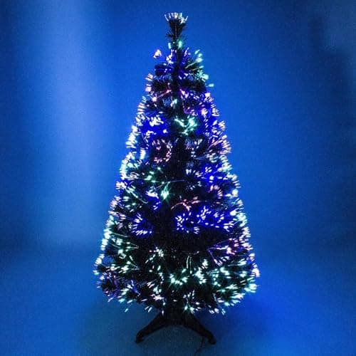 Image of FlickBuyz Fibre Optic Artificial Christmas Tree – 3FT, 4FT, 5FT and 6FT Green Xmas Trees, Fiber Optic Christmas Tree 3FT (90 cm)
