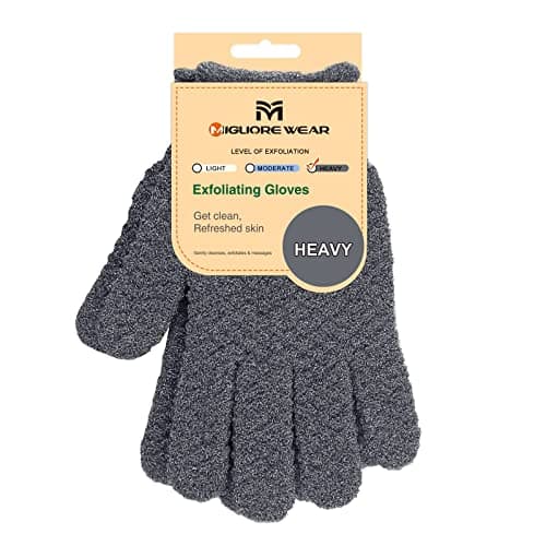 Image of Migliore Wear Exfoliating Wash Gloves, Shower Scrub Gloves/Loofah, Natural Fibre Bath Gloves for Spa, Massage, Body Scrub Exfoliator, Dead Skin Remover with Hanging Loop(Heavy)