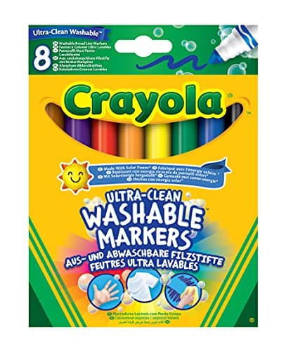 Image of CRAYOLA Ultra-Clean Washable Markers - Assorted Colours (Pack of 8) | Premium Broadline That Can Easily Wash Off Skin, Clothing & Walls Ideal for Kids Aged 3+