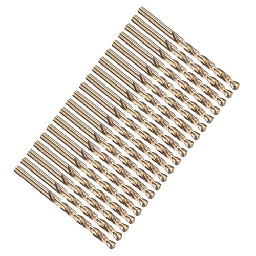 Image of PATIKIL 6.4mm Drill Bit 1/4", M35 Cobalt 5% High-Speed Steel Jobber Straight Shank 135° Gold Finish for Stainless Steel Hard Metal - 20 Pack