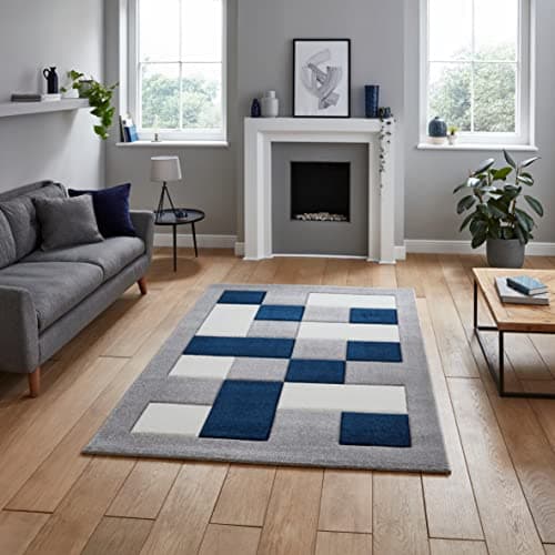 Image of Think Rugs Brooklyn BRK04 Grey Navy 120 x 170 cm