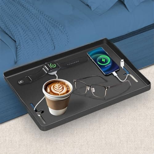 Image of HIKENRI Bedside Table Organiser,Bedside Shelf For Bunk & Loft Beds Clip On Shelf,Bedside Tray For Home,School,Office,Dormitory Room(Black)