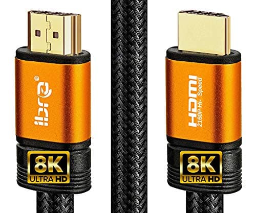 Image of IBRA 8K HDMI Cable 2M HDMI Lead-Ultra High-Speed 48Gbps HDMI 2.1 Cord 8K@60Hz 4K@120Hz Support Fire TV, Ethernet, Audio Return, Video UHD 4320p, HD 1080p, 3D, PC ORANGE