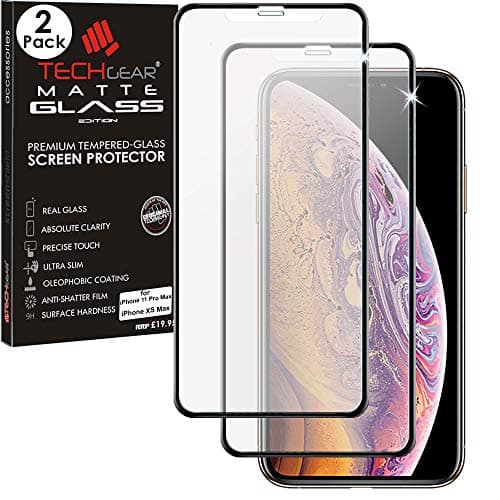 Image of TECHGEAR [2 Pack Anti Glare Screen Protector for iPhone 11 Pro Max, iPhone XS Max - MATTE 3D GLASS Edition Genuine Tempered Glass Full Screen Protector Compatible with Apple iPhone 11 Pro Max, XS Max