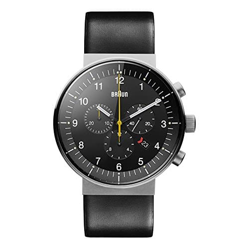Image of Braun Men's Quartz Watch with Black Dial Analogue Display and Black Leather Strap BN0095SLG