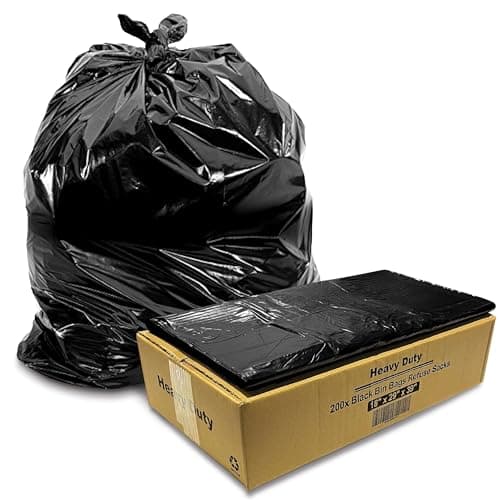 Image of JeeJaan® 200 Large Bin Bags Heavy Duty Black Refuse Sacks for Household Garbage 100L Capacity Strong Black Bin Liners for –Rubbish Garbage Bags - (18" x 29" x 39")