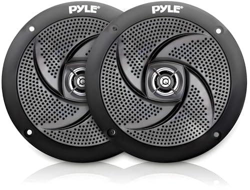 Image of Pyle Marine Speakers Waterproof 2-Way Outdoor Audio System 13cm, 180W Power, Low-Profile Slim Design, Weather-Resistant Stereo Sound for Boat, ATV, UTV & More – Pair (Black)