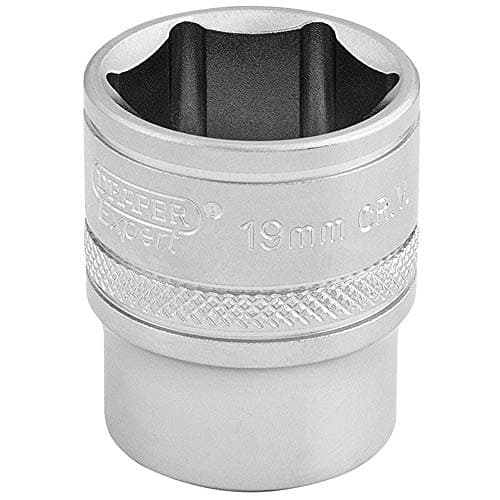 Image of Draper 16545 3/8-Inch Square Drive 6 Point Metric Socket, 19mm Size, Blue