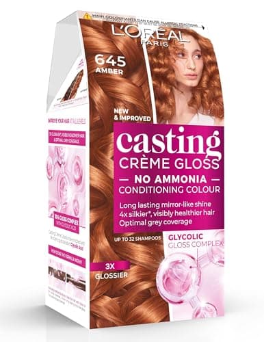 Image of L'Oréal Paris Casting Crème Gloss, Semi-Permanent Hair Dye, Radiant & Natural Colour, No-ammonia, Semi-Permanent Hair Colour Lasts 32 Washes, Shade: 645 Amber
