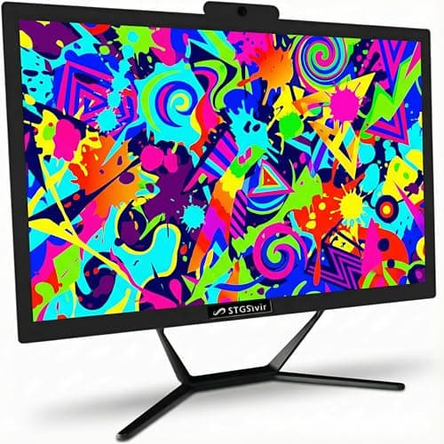 Image of STGsivir All-in-one PC Desktop Computer, 24" FHD Display, Core i7 up to 4.0GHz, 16GB RAM, 512GB SSD, WiFi, Bluetooth 5.0, Windows11 Pro, Black, for Office & Entertainment
