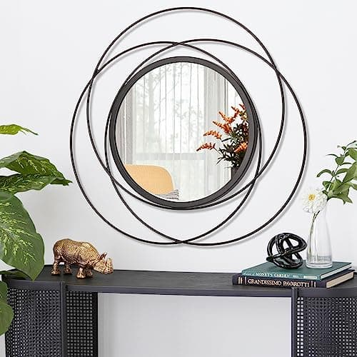 Image of HLFMVWE Black Round Mirror for Wall Decoration, Modern Decorative Mirror for Living Room, Gifts for Women and Mothers