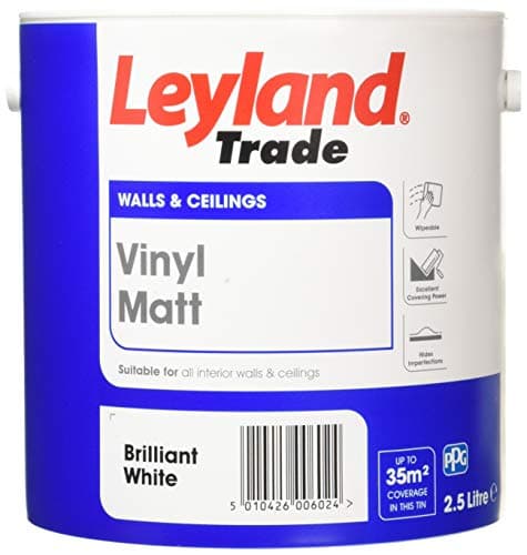 Image of Leyland Trade Vinyl Matt Emulsion Paint - Brilliant White 2.5L