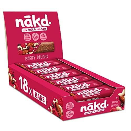 Image of Nakd Berry Delight Natural Fruit & Nut Bars - Vegan - Gluten Free - Healthy Snack, 35 g (Pack of 18)