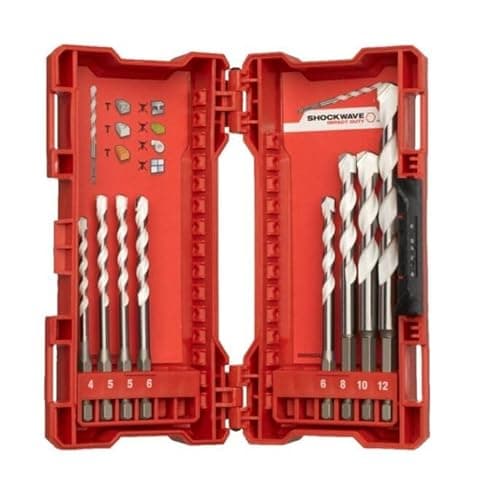 Image of Milwaukee 4932471112 Shockwave Multi-Material Drill Bit 1/4 Inch Hex Cassette 8-Piece