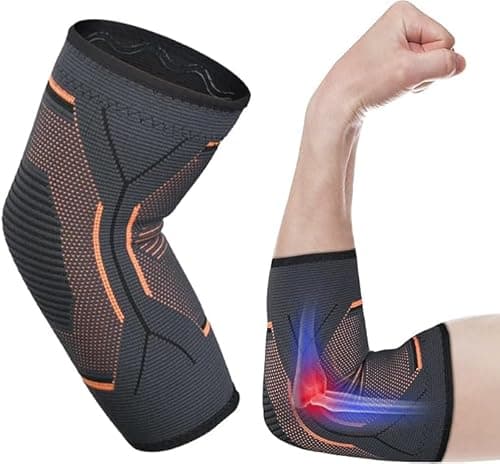 Image of ACWOO Elbow Support, Anti-slip Elbow Brace Compression Arm Supports Sleeve for Men and Women, Breathable Elbow Support Brace for Tennis Elbow, Golfers Elbow, Arthritis, Joint Pain Relief (Single, L)