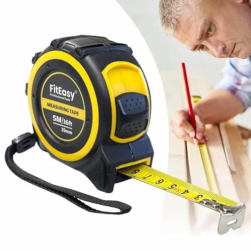 Image of Retractable Tape Measure 5m 16Ft, Heavy Duty Nylon Coated Measuring Tape, Imperial and Metric Measurement with Metal Belt Clip, Stainless Steel Measuring Tape 5 metre Shockproof Cushioned Griplock
