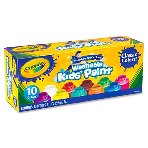 Image of CRAYOLA - Washable Paints in Resealable Jars, Ready to Use, for School and Leisure, 10 Classic Colours, 54-1205, Assorted Colours