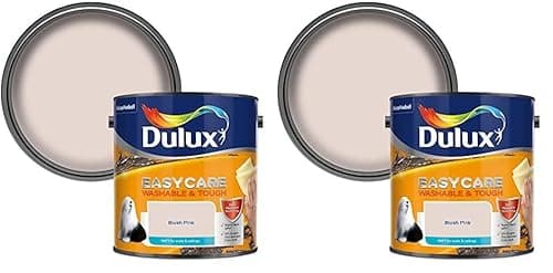 Image of Dulux 403201 Easycare Washable & Tough Matt Emulsion Paint For Walls And Ceilings - Blush Pink 2.5L (Pack of 2)