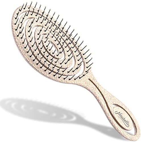Image of Ninabella Detangling Hair Brush for Women & Men - Does not Pull, Removes Tangles, Brushes for Straight, Curly & Wet Hair - Detangle Brush - Unique Spiral Hairbrush, Cream