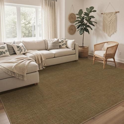 Image of GENIMO Faux Jute Indoor Outdoor Runner Rug, Washable Non Slip Patio Garden Rug, Quick Dry Breathable Synthetic Jute Look, Soft Anti Fatigue, Kids & Pet Friendly, 200x290CM