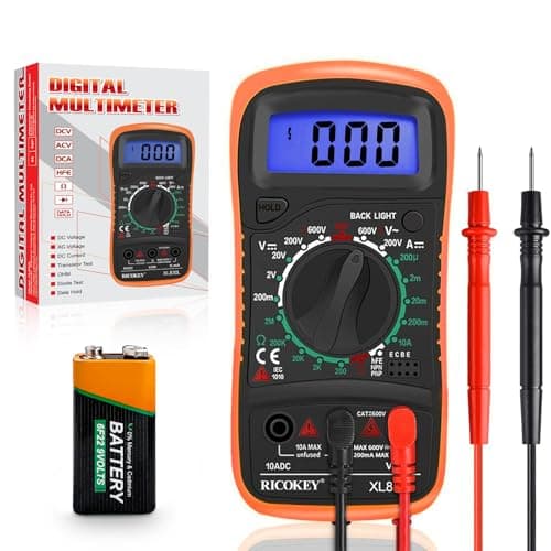 Image of Digital Multimeter Voltmeter Battery Voltage Multi Tester Continuity Tester Ohm Volt Ampere Meter AC/DC Voltage Current Resistance Diode Transistor, Large LCD Display and Backlight