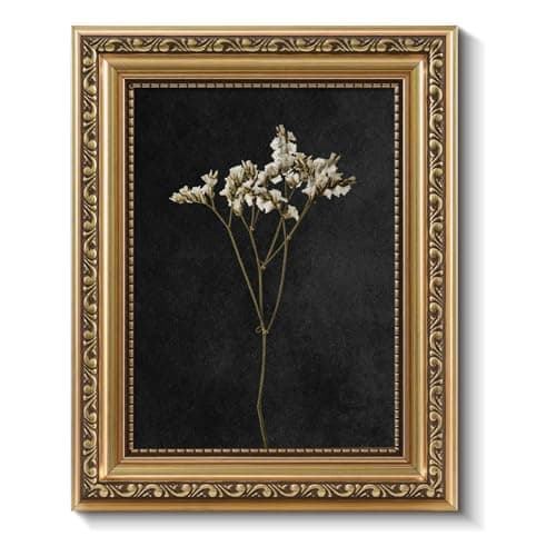 Image of ARPEOTCY Vintage Gold Framed Wall Art, Dark Dried Wildflower Paintings, Small Canvas Prints Artwork with Frame, Classical Victorian Wall Decor for Living Room Bathroom Bedroom Shelf, 8x10 inch