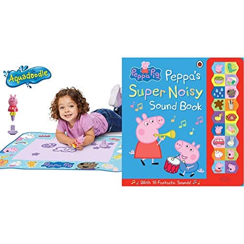 Image of AquaDoodle T72034 Doodle, Official Tomy No Mess Colouring & Drawing Game Kids' Colouring Pens & Markers, Peppa Pig Water Drawing Mats, Norme & Peppa Pig: Peppa's Super Noisy Sound Book
