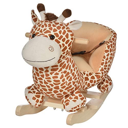 Image of HOMCOM Children Kids Rocking Horse Toys Giraffe Seat Belt Toddlers Baby Toy Gift