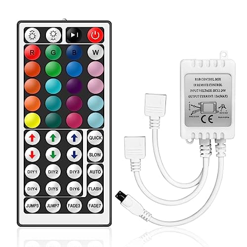 Image of VIPMOON 44-Key LED Remote Controller DC 12V-24V 4 Pin 2 Ports RGB Controller Box Wireless IR Remote Controller with Receiver for RGB 3528 5050 2835 LED Strip Light - Dual Outputs