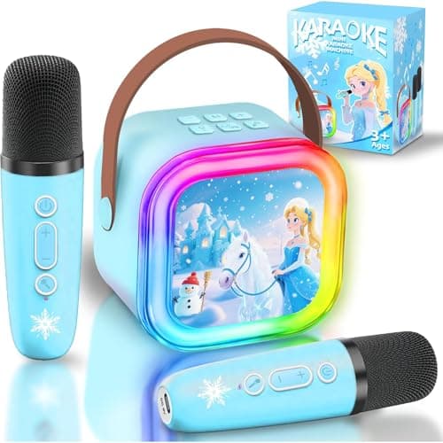 Image of Girls Birthday Presents Gift Princess Frozen Toys Karaoke Machine 2 Microphones Birthday Girls Toys 3 4 5 6 7 8 Year Old Girl Gifts for 3 4 5 6 7 8 Year Old Kids