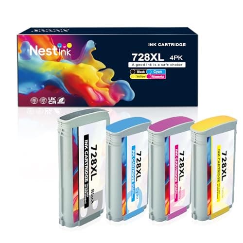 Image of Nestink 728xl Ink Cartridges F9J68A F9J67A F9J66A F9J65A (1 black, 1 cyan, 1 magenta, 1 yellow) 728 xl Compatible with HP 728 Ink Cartridges Combo Pack for HP DesignJet T730 T830 (4 Pack)