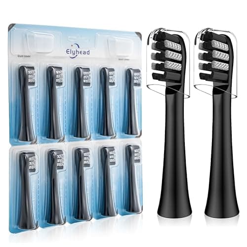 Image of Replacement Toothbrush Heads Compatible with Colgate 360 Power Charoal Battery Toothbrush, Black, 10 Pack