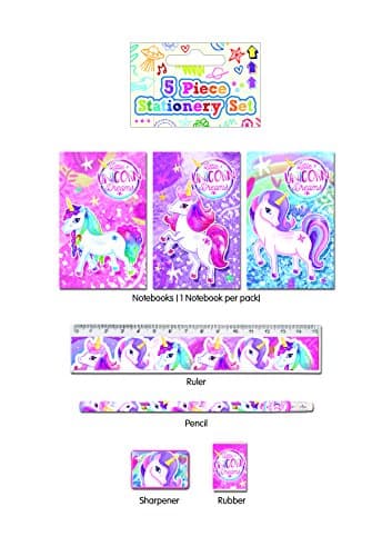Image of  Henbrandt Single Children’s Unicorn Stationery Set 5 Piece School Classroom for Children Kids Party Bag Favours Loot Bag Fillers Lucky Dip Wedding Favours Stocking Fillers