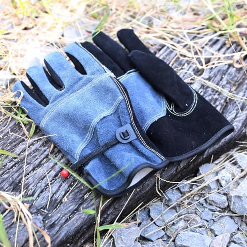 Image of OLSON DEEPAK Leather Heavy Duty Heat Resistant Safety Gauntlet Gloves,Used for Welding,Fireplace,Oven,Woodburner,Stoves,BBQ,1pair (GREY, M)