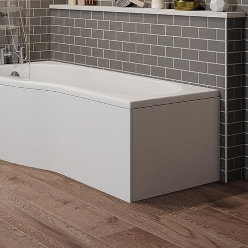 Image of BAYSTONE® 700mm End Panel Acrylic Bath Panel 3mm Thickness, Modern Acrylic Panels for Bathroom Baths Soaking Tubs P Shaped Bath, Easy to Cut, White Gloss